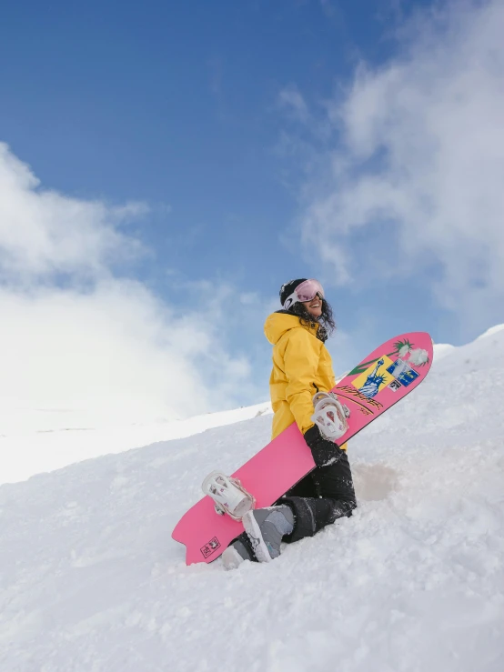 a person sitting in the snow with a snowboard, pexels contest winner, female ascending into the sky, reykjavik, sports illustrated, looking off to the side