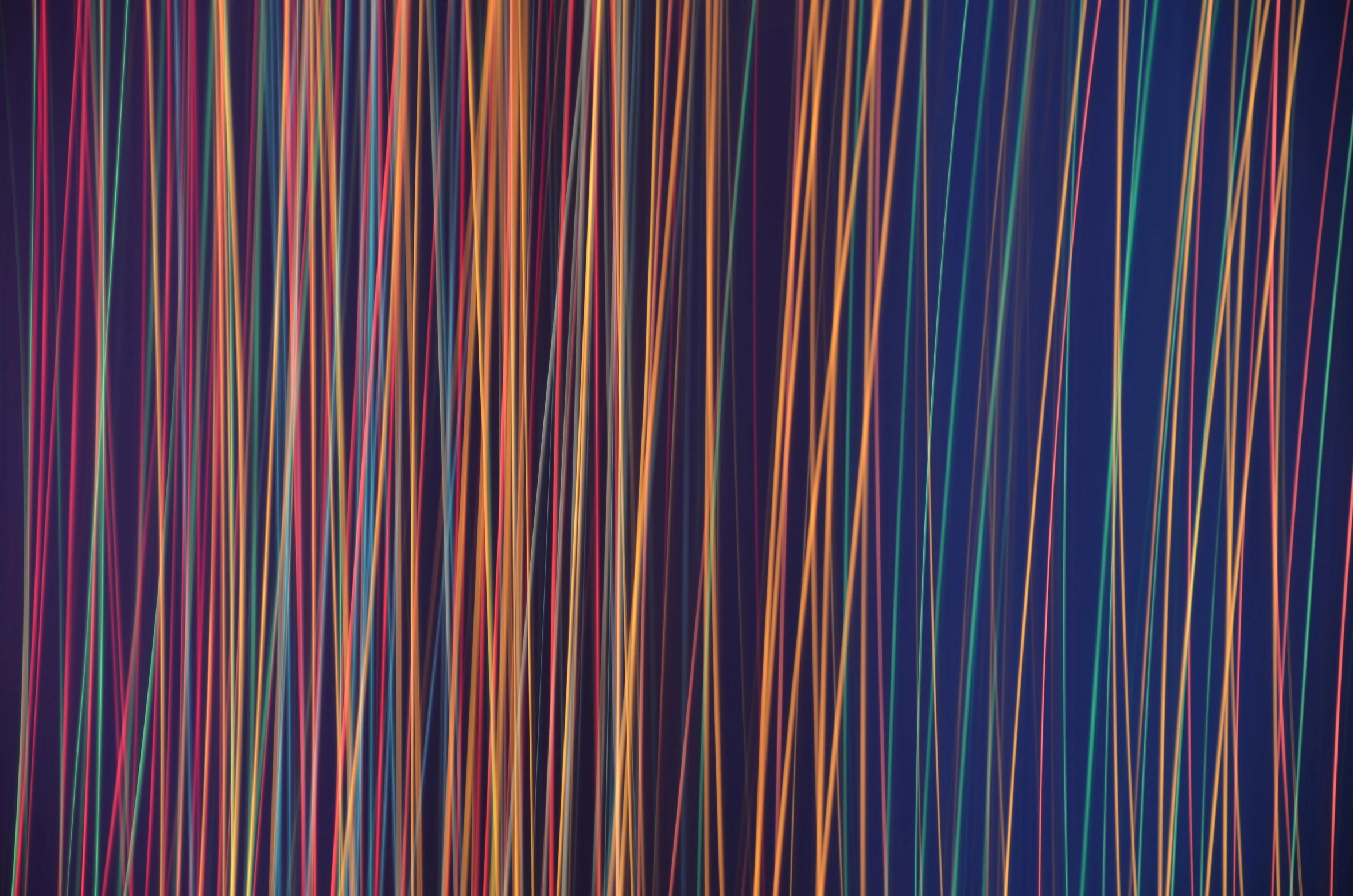 a long line of multicolored lines on a black background, generative art, reeds, straw, orange and purple electricity, high resolution art scan