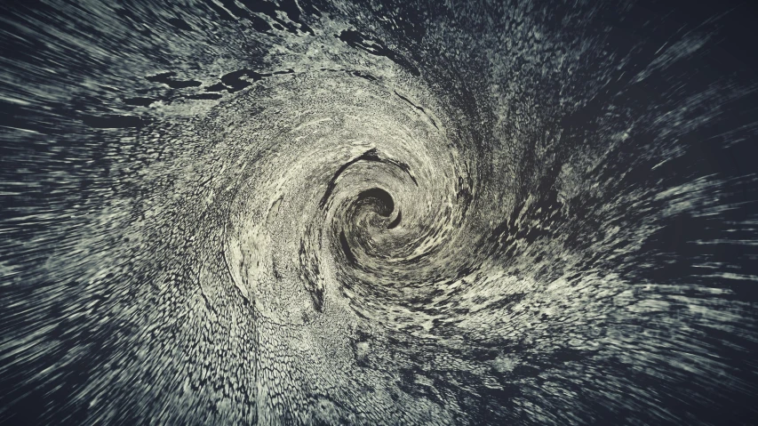 a black and white photo of a spiral, an album cover, inspired by Vija Celmins, pexels, auto-destructive art, thunder storm background, whirlpool, a dark underwater scene, realistic textured magnetosphere