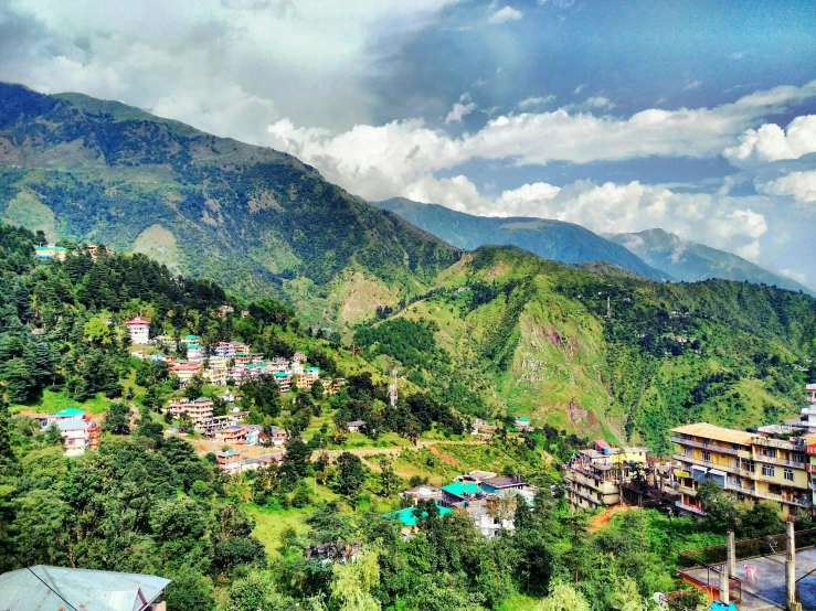 a view of a village in the mountains, pexels contest winner, hurufiyya, uttarakhand, profile image, thumbnail, sprawling