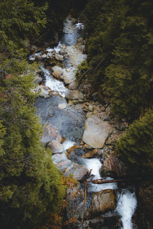 a river running through a lush green forest, a picture, unsplash contest winner, 2 5 6 x 2 5 6 pixels, new hampshire, high angle view, rocks