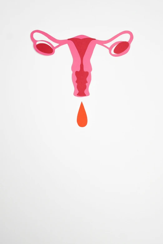 a pink uteruse with a drop of blood coming out of it, a poster, by Paul Bird, shutterstock contest winner, feminist art, ox, hegre, (screen print), fertility