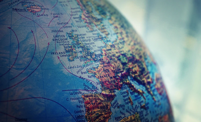 a close up of a globe on a table, profile pic, detailed map, varying locations, round-cropped