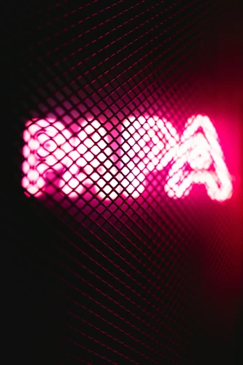 a close up of a street sign with a red light, an album cover, inspired by Elsa Bleda, video art, ((pink)), red mesh in the facede, hyperpop aesthetics, letter a