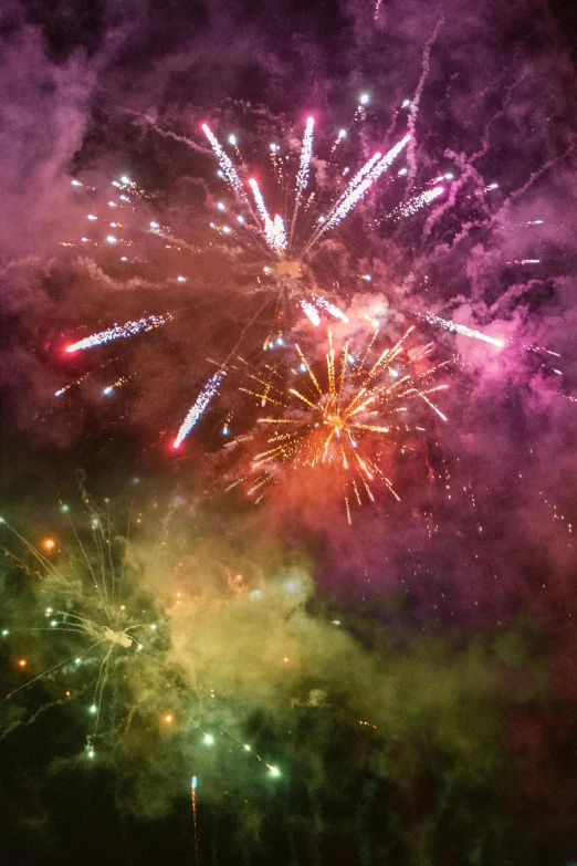 a bunch of fireworks that are in the sky, happening, brightly coloured smoke, glorious galactic collision, profile image