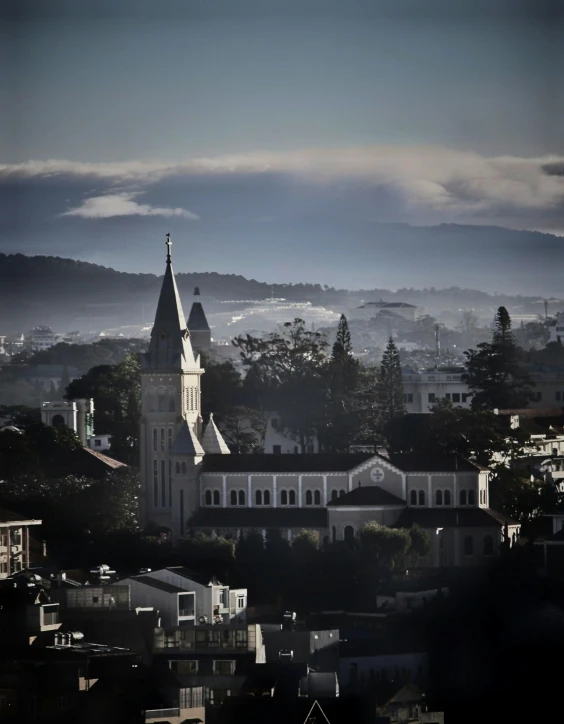 a view of a city from the top of a hill, unsplash contest winner, quito school, gothic revival, late morning, napa, taken in the late 2010s