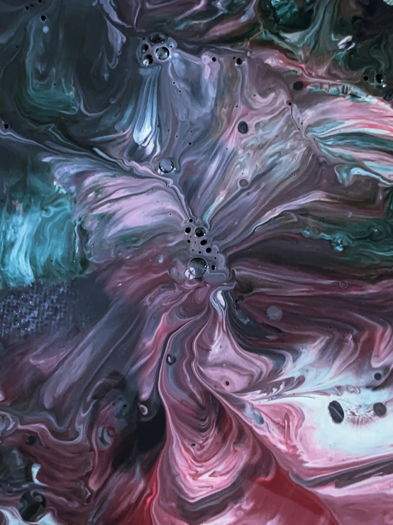 a close up of a painting of a flower, inspired by Yanjun Cheng, unsplash, metaphysical painting, made of liquid metal and marble, galactic dark colors, ilustration, ink on canvas