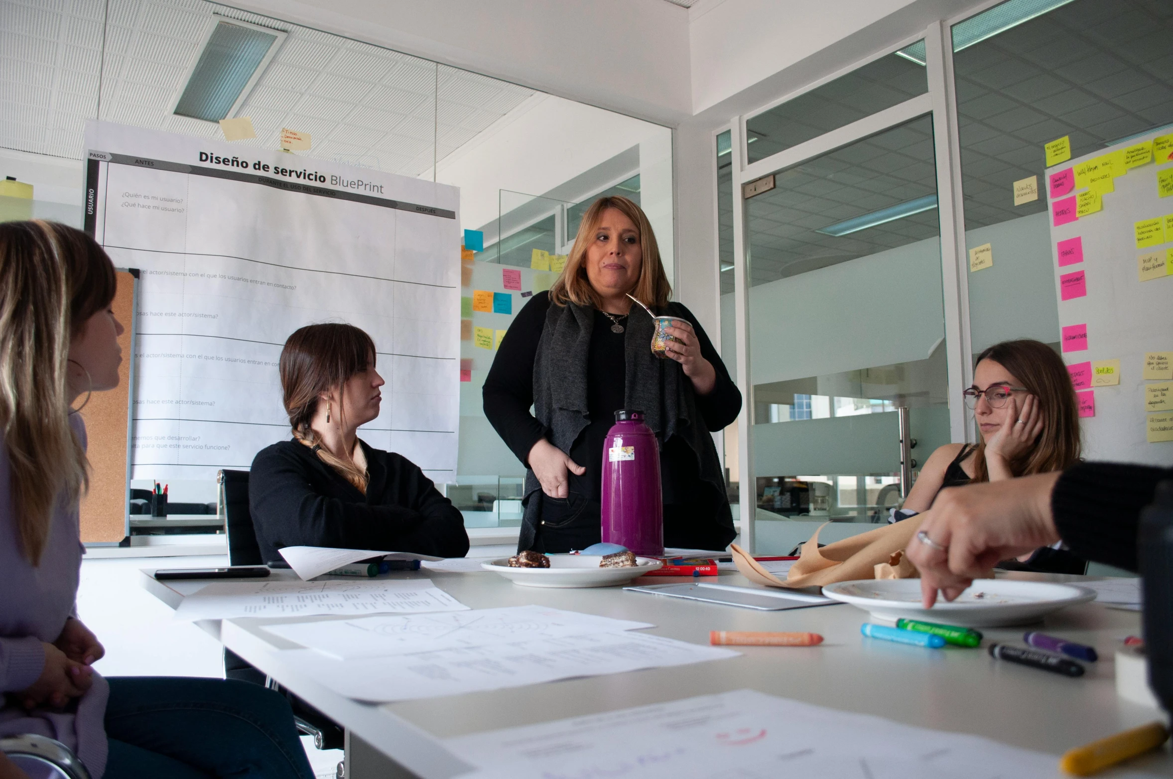 a group of people sitting around a table, carola rubio, planning, avatar image