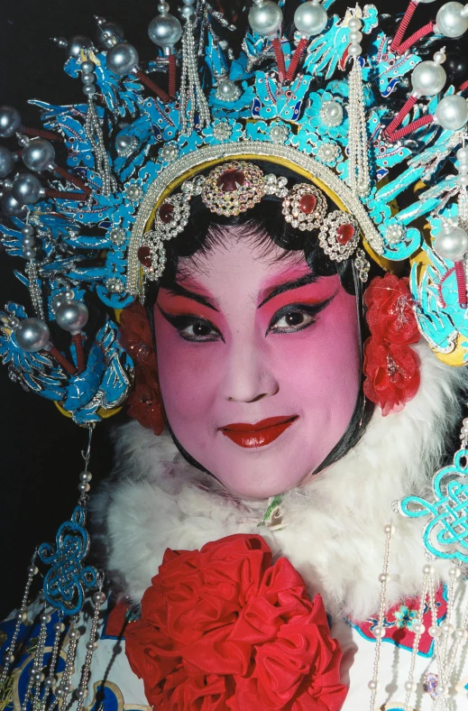 a close up of a person wearing a costume, inspired by Xie Huan, flickr, magnificent oval face, red - cheeks!!, theater mask, drag