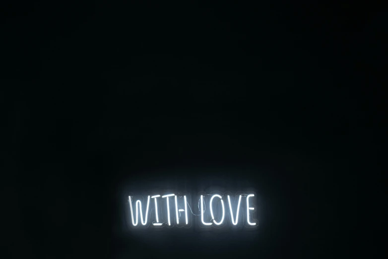 a neon sign that says with love on it, an album cover, inspired by Cerith Wyn Evans, unsplash, ☁🌪🌙👩🏾, high quality photo, alessio albi, anna nikonova