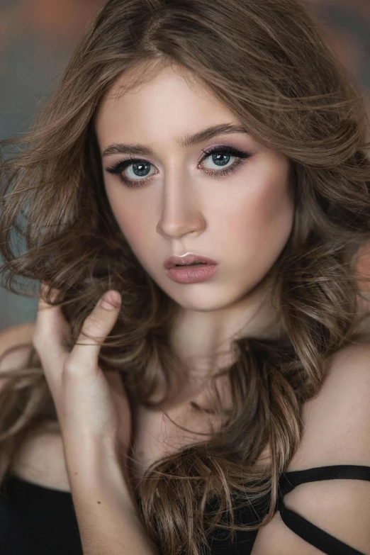 a beautiful young woman posing for a picture, a colorized photo, trending on pexels, photorealism, light brown hair, soft makeup, 5 0 0 px models, ilustration