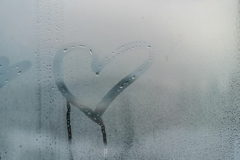 a heart drawn on the glass of a window, by Gusztáv Kelety, pexels contest winner, romanticism, cold texture, showers, today's featured photograph 4 k, hugging