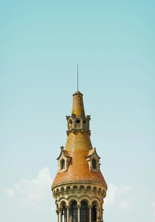 a tall tower with a clock on top of it, by Gaudi, unsplash contest winner, rounded roof, archival pigment print, 15081959 21121991 01012000 4k, fc barcelona