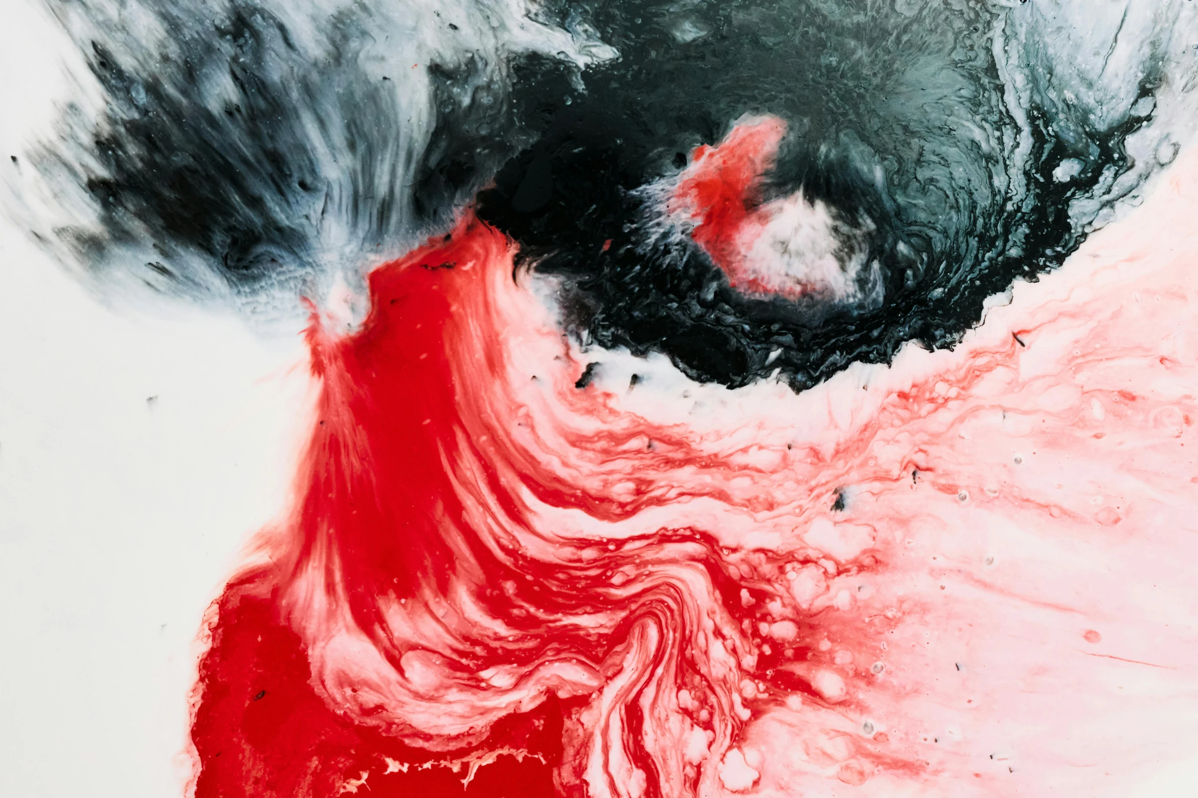 a red and black painting on a white surface, inspired by Shōzō Shimamoto, pexels contest winner, ferrofluid oceans, ominous beautiful mood, unsplash photo contest winner, 15081959 21121991 01012000 4k