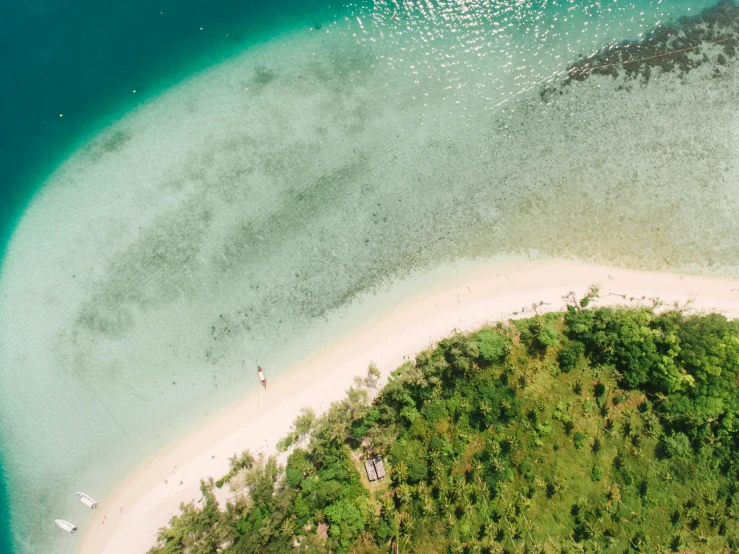 an aerial view of a beach in the middle of the ocean, pexels contest winner, hurufiyya, philippines, lush surroundings, thumbnail, half and half