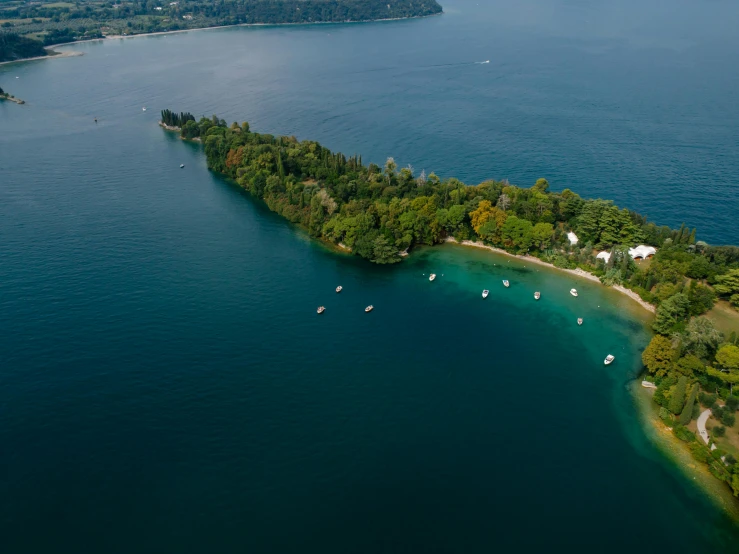 a small island in the middle of a large body of water, listing image, la nouvelle vague, lakeside, overview