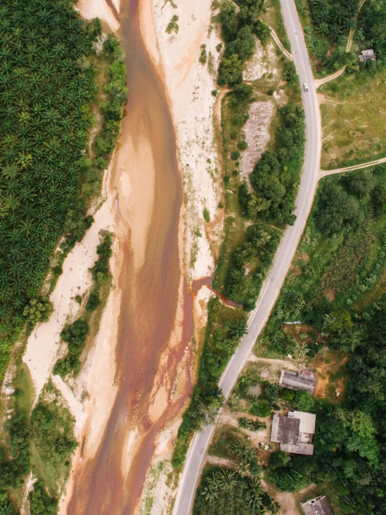 a river running through a lush green forest, a picture, trending on unsplash, hurufiyya, red dusty soil, satellite photo, old lumber mill remains, profile image