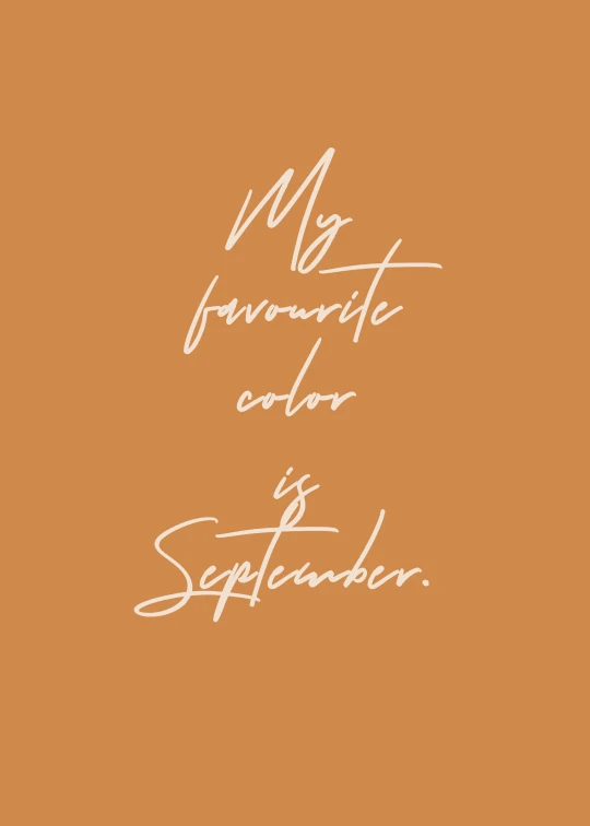 a book with the title'my favorite color of september ', happening, profile image, thumbnail, setteidreams colour design, caramel