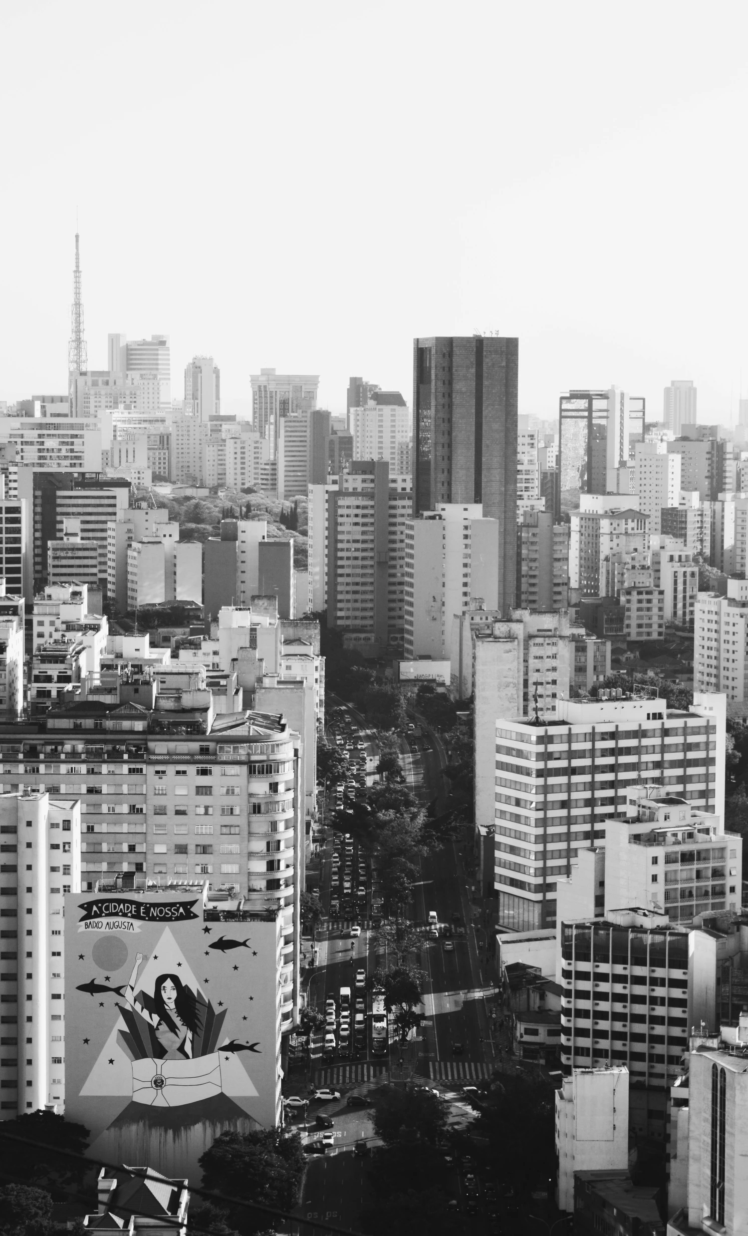 a black and white photo of a city, by Manuel Franquelo, panorama, edu souza, 2 5 6 x 2 5 6, in an urban setting