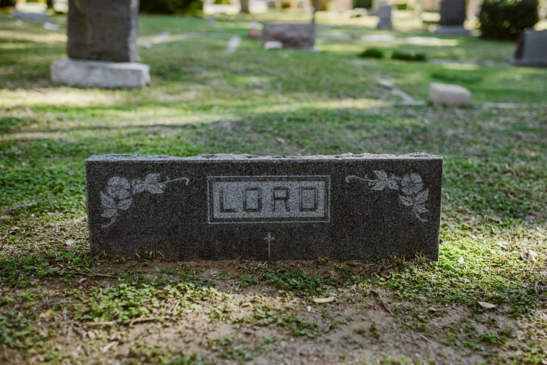 a close up of a headstone in a cemetery, an album cover, by Everett Warner, unsplash, fan favorite, lord loss, profile image