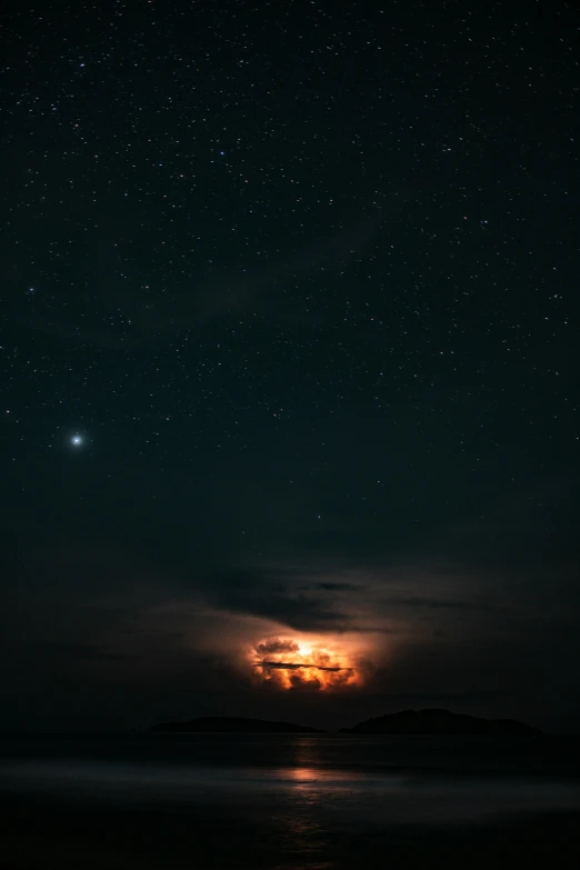 a full moon in the sky over a body of water, pexels contest winner, light and space, thunderstorm and fire, beautiful space star planet, spaceships in the cloudy sky, photograph taken in 2 0 2 0