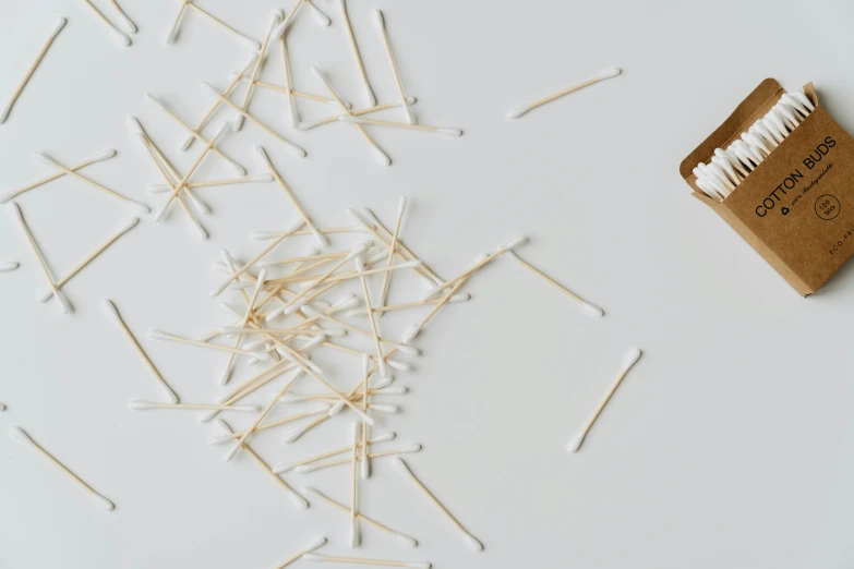 a box of matches sitting on top of a table, lots of white cotton, lying scattered across an empty, profile image, acupuncture treatment