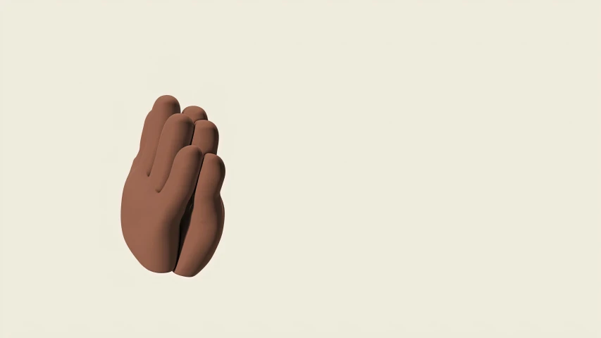 a person holding their hand up in the air, an album cover, by Nyuju Stumpy Brown, conceptual art, 3d minimalistic, kanye west album cover, clay material, prayer hands