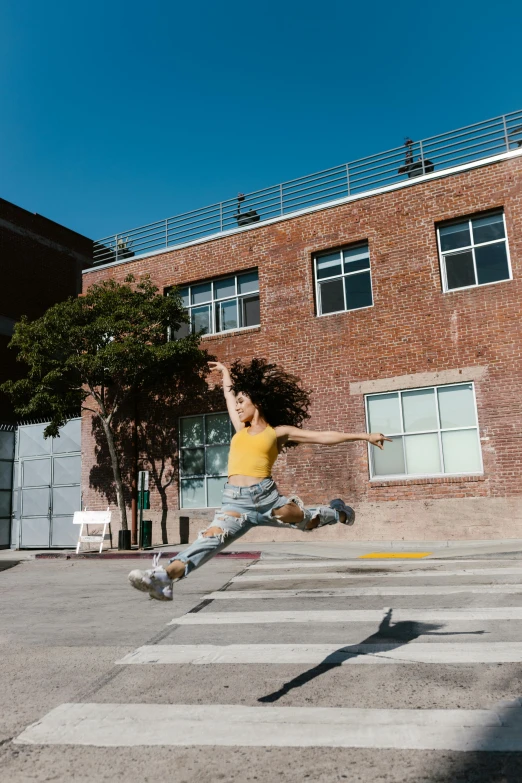 a person jumping in the air on a skateboard, by Nina Hamnett, arabesque, san francisco, an epic non - binary model, kiko mizuhara, promo image