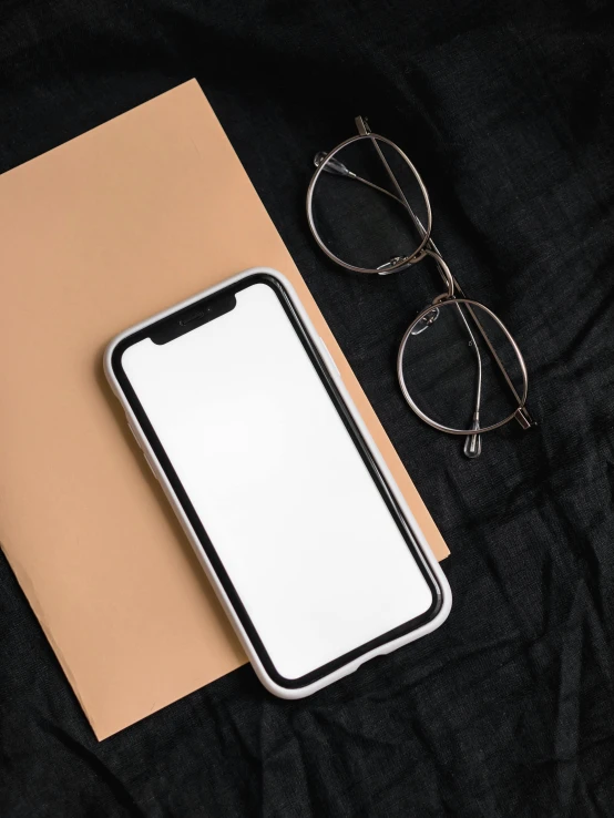 an iphone sitting on top of a piece of paper next to a pair of glasses, by Adam Rex, - 9