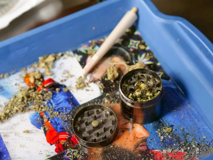 a tray filled with different types of marijuana, a portrait, process art, mc ride, thumbnail, ground level shot, crips