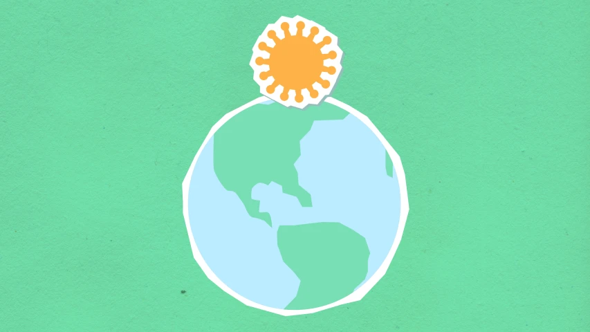 a drawing of the earth with a sun on top, an illustration of, by Carey Morris, trending on pexels, cute coronavirus creatures, recycled, icon, seattle