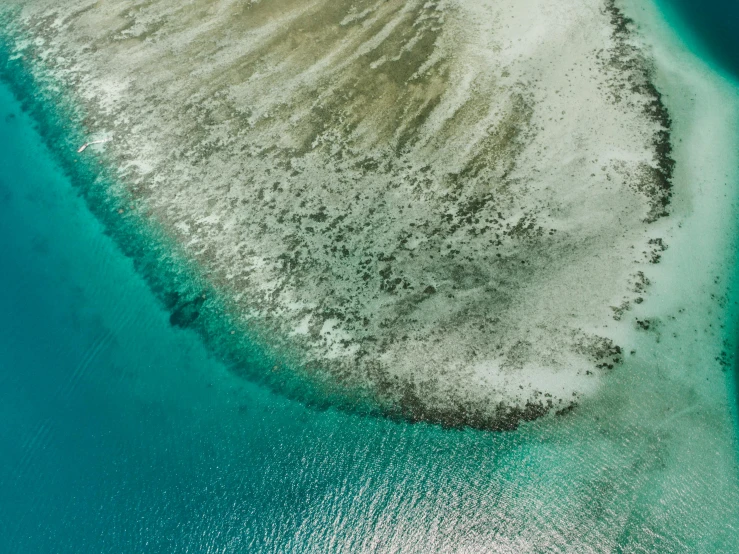 a small island in the middle of the ocean, a microscopic photo, trending on unsplash, hurufiyya, teals, salt dunes, looking down a cliff, great barrier reef