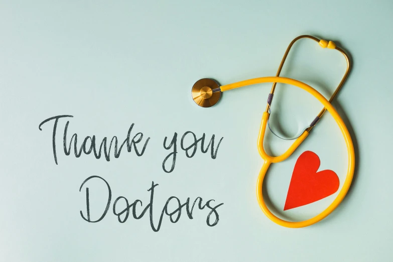 a stethoscope with thank you doctors written on it, by Elaine Hamilton, shutterstock, hurufiyya, avatar image, celebration, instagram post, 15081959 21121991 01012000 4k