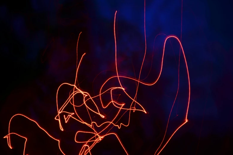 a couple of lights that are in the dark, inspired by Bruce Nauman, pexels, lyrical abstraction, scribbled lines, light red and deep blue mood, light emitting from fingertips, an abstract