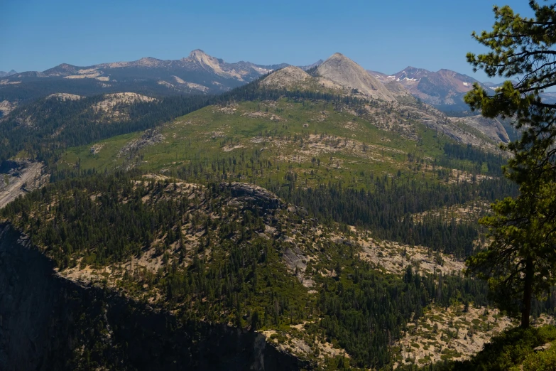 a view of the mountains from the top of a mountain, yosemite, gigapixel photo, various posed, full res