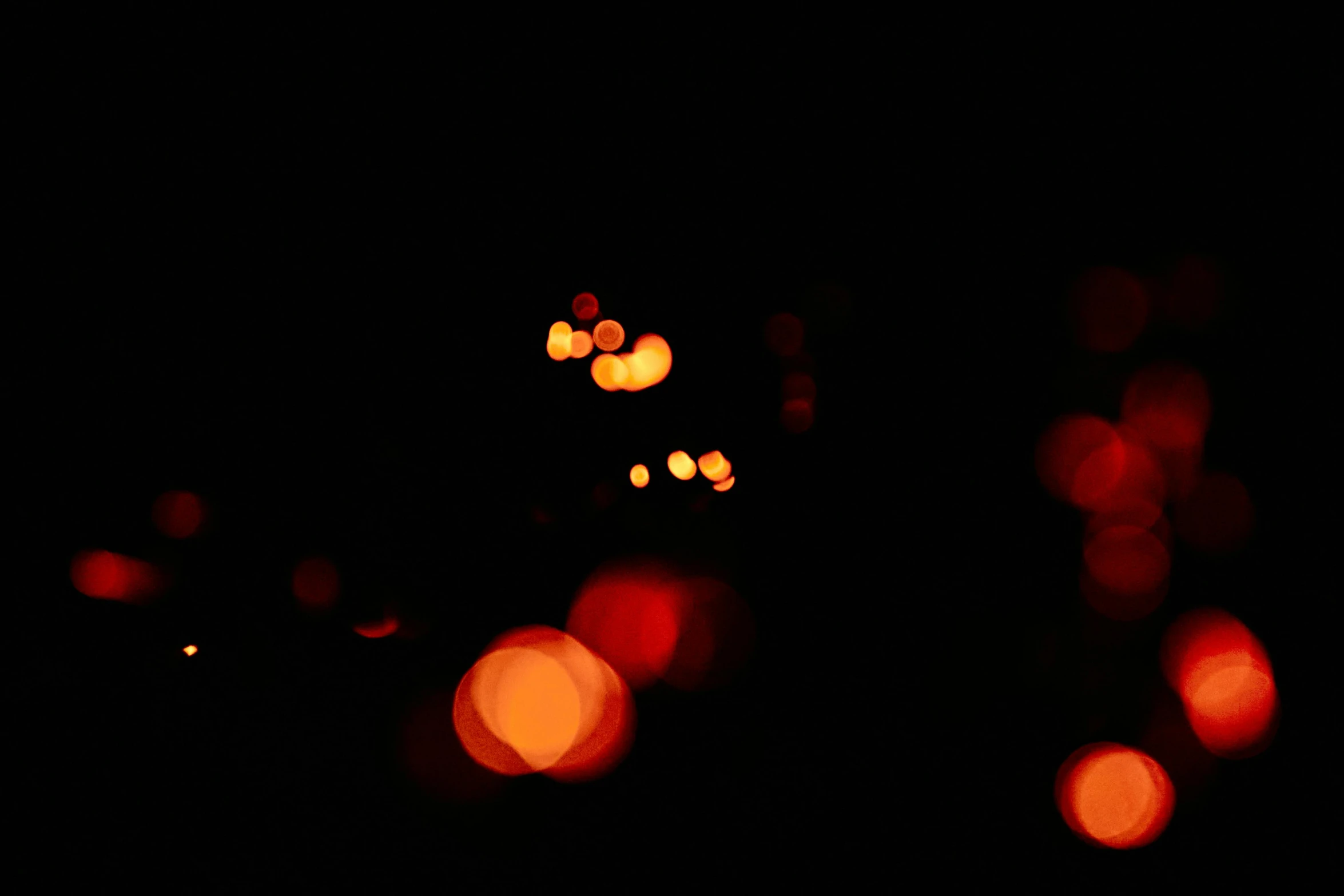 a bunch of lights that are in the dark, a picture, by Attila Meszlenyi, pexels, digital art, glimpse of red, boke, orange glow, instagram post