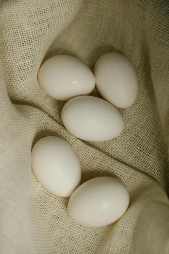 a person holding a bunch of white eggs, by László Balogh, unsplash, renaissance, several layers of fabric, high angle close up shot, smooth oval head, turkey