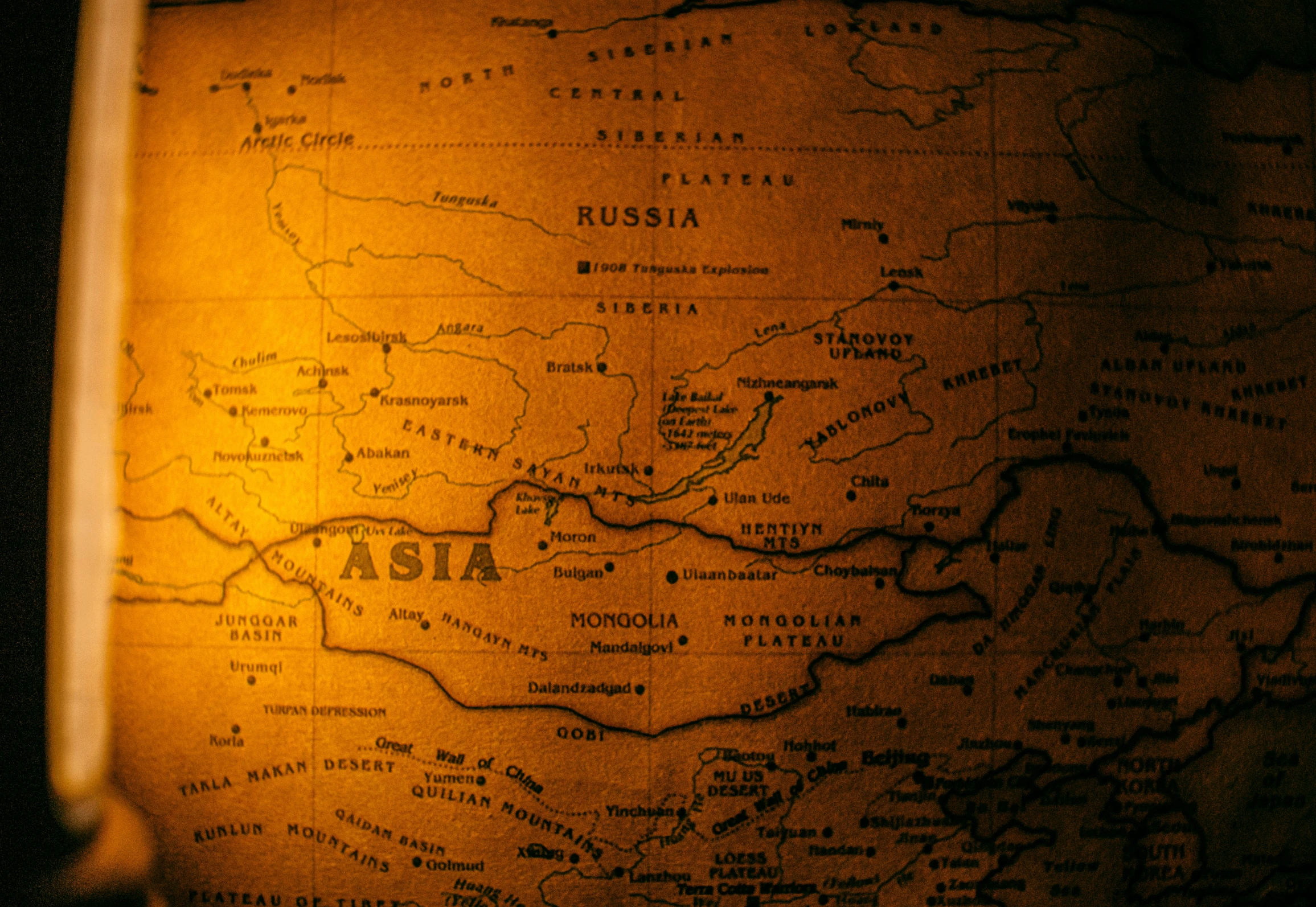 a close up of a map of asia, an album cover, by Emma Andijewska, flickr, dimly lit, mongolia, brown, price of persia movie