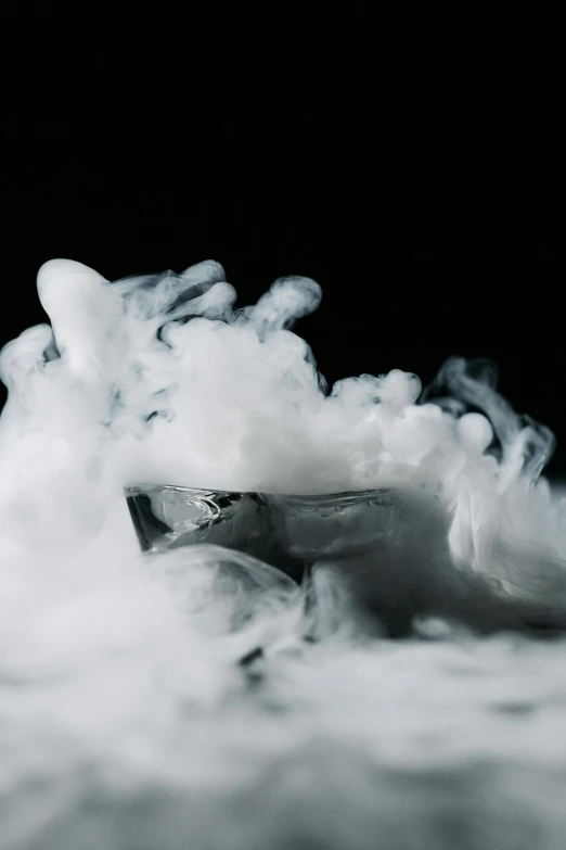 a close up of smoke on a black background, by Ryan Pancoast, process art, cryogenic pods, sitting in a fluffy cloud, steamboat willy, made of ice
