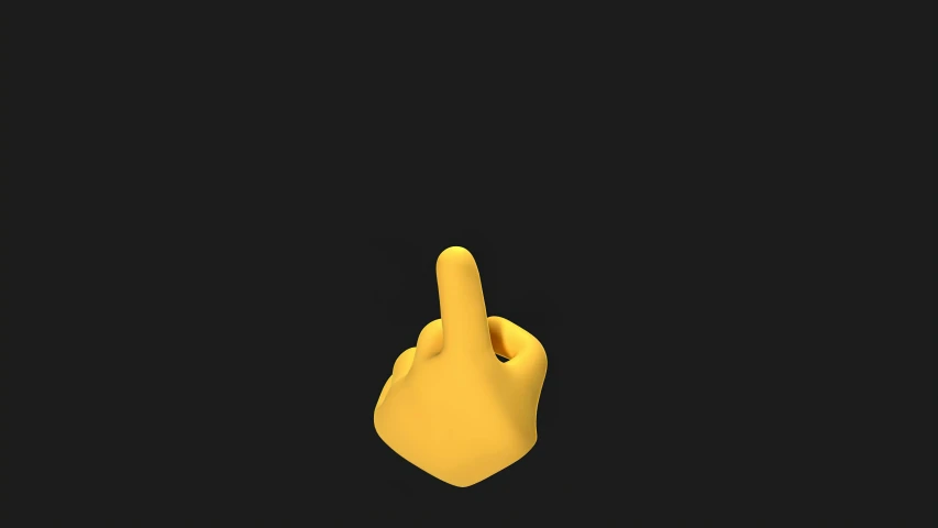 a close up of a finger on a black background, digital art emoji collection, designed in blender, yellow, instagram post