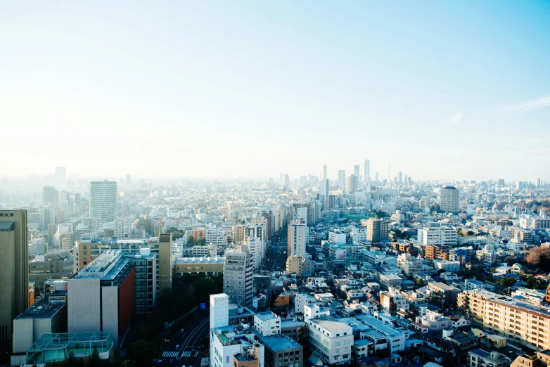 a view of a city from the top of a building, unsplash, mingei, clear day, high quality image”, rinko kawauchi, ethnicity : japanese