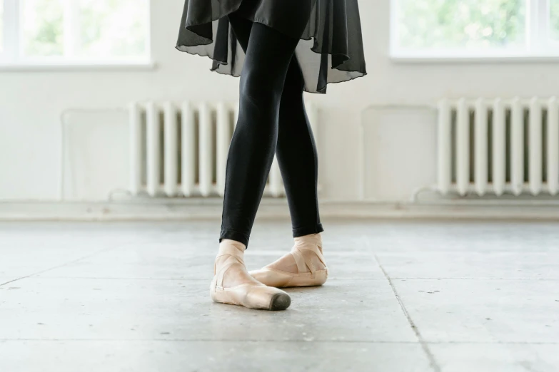 a close up of a person wearing ballet shoes, trending on pexels, arabesque, standing upright, rectangle, neoprene, unfinished