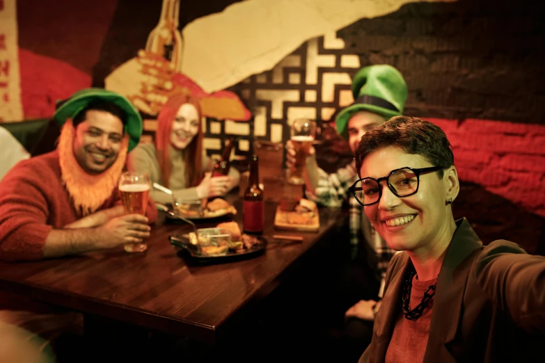 a group of people sitting around a wooden table, irish, friday night funkin, profile image, chinatown bar