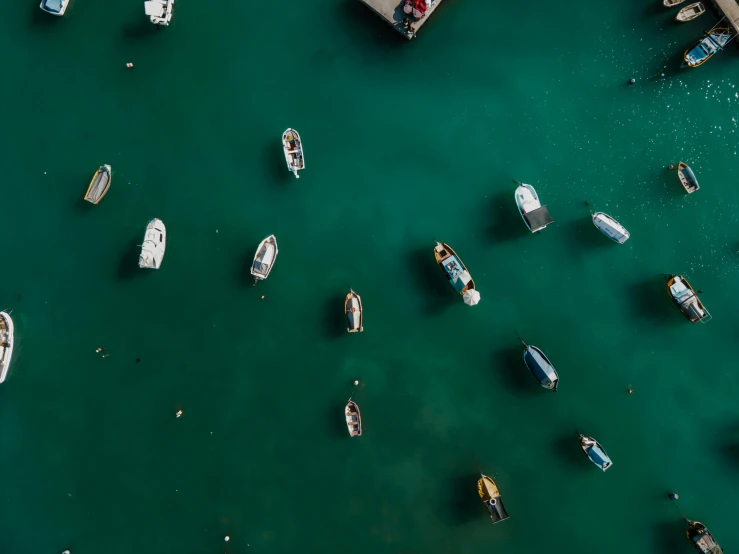 a number of boats in a body of water, pexels contest winner, figuration libre, teal, desktop background, cornwall, flat lay