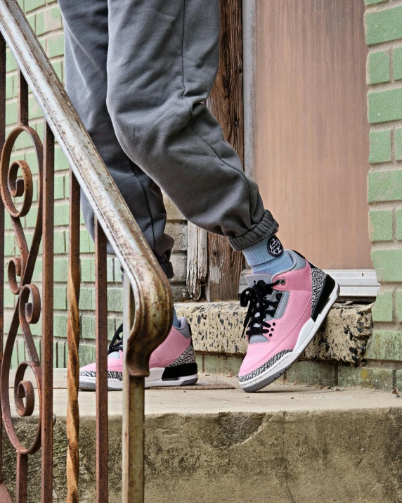 a person standing on the steps of a building, inspired by Jordan Grimmer, unsplash, pink shoes, highly detailed shot, thumbnail, 10k
