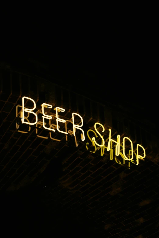 a neon sign hanging from the side of a building, beer bottles, shopwindows, lightshow, the best