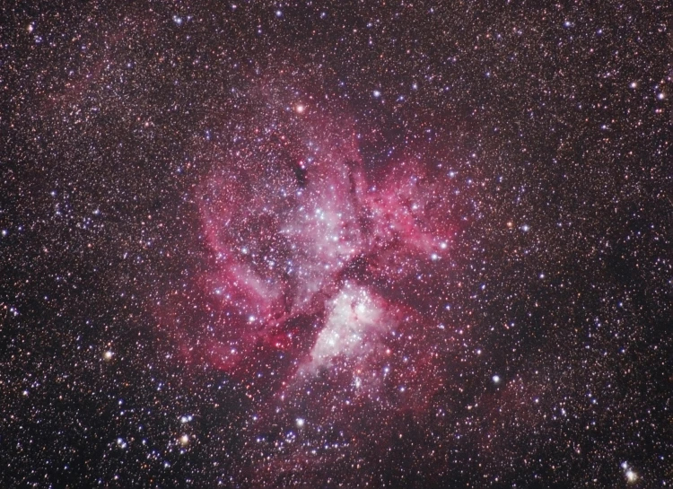 a star filled sky filled with lots of stars, a microscopic photo, by Andrew Robertson, light and space, red and purple nebula, aged 2 5, space telescope, fan favorite