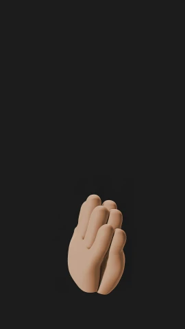 a close up of a person's hand on a black background, inspired by Russell Dongjun Lu, 3 d cartoon, praying, flat minimalistic, instagram picture