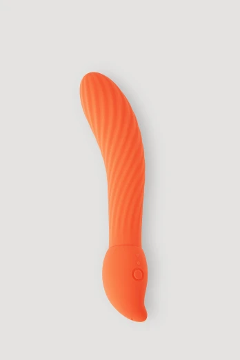 an orange vibrating toy on a white background, tail slightly wavy, on grey background, multiple colors, kano)