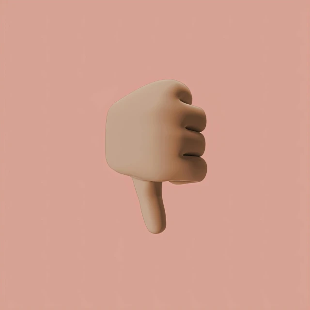 a hand with a thumb up on a pink background, by Andrei Kolkoutine, aestheticism, 3 d character, disappointed, instagram post, bad quality